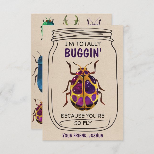 Fun Bug Valentinstag Card Beatle Dankeskarte (Vorne/Hinten)