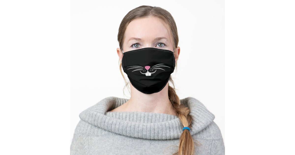 Fun Bunny Face Black Coronavirus Mund Nasen Maske Aus Stoff Zazzle At