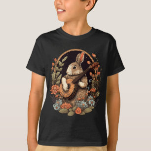 Fun Bunny Playing Banjo Gitarre Musik Rabbit Happy T-Shirt