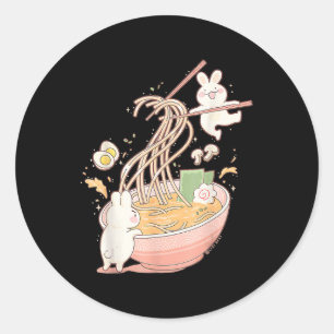 Fun Bunny Rabbit Ramen Noodle Soup Anime Kawaii Ae Runder Aufkleber