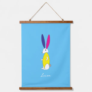 Fun Bunny Wall Art Kinderzimmer Kinder Individuell Wandteppich Mit Holzrahmen