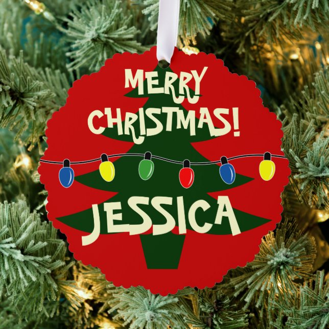 Fun buntes Weihnachtsbaumlichtpapier Ornament Karte (Insitu (Baum))