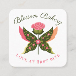 Fun Butterfly Blossom Blumengarten Bäckerei Cupcak Quadratische Visitenkarte
