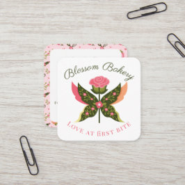 Fun Butterfly Blossom Blumengarten Bäckerei Cupcak Quadratische Visitenkarte