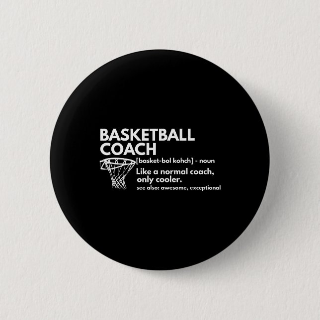 Fun Bysketbyll Coach Definition Gecoacht Geschenk Button (Vorderseite)