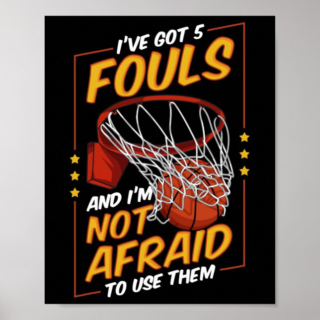 Fun Bysketbyll Player 5 Fouls Defensive Fouls Foul Poster (Vorne)