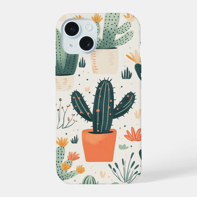 Fun Cactus iPhone Cover 15 Hülle (Rückseite)