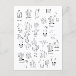 Fun Cactus Pflanze Paintable Postcard Postkarte