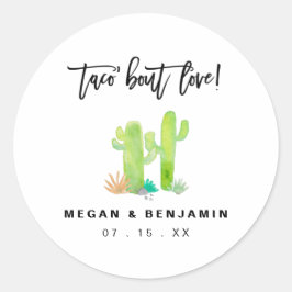 Fun Cactus Taco Bout Liebe Wedding Engagement Part Runder Aufkleber