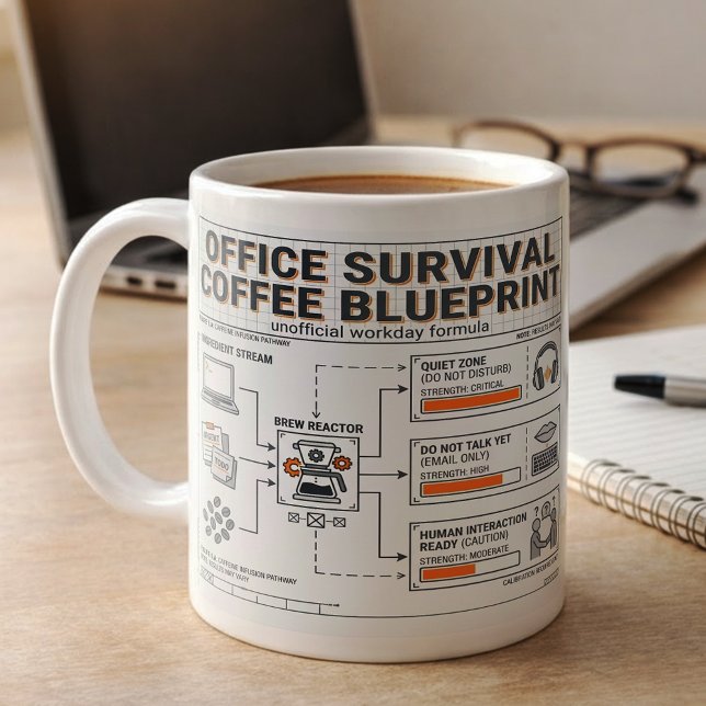 Fun Caffeine Infusion Blueprint for Office Workers Kaffeetasse (Von Creator hochgeladen)