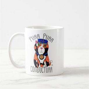 Fun Calico Cat Zugführer Motto Cartoon Kaffeetasse