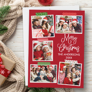 Fun Calligrafie Merry Christmas Craft Band Red Feiertagskarte