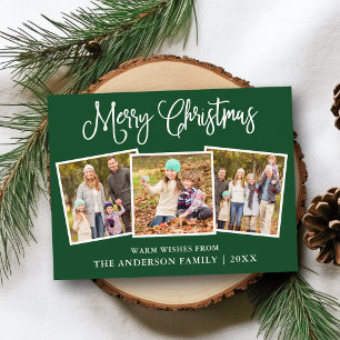 Fun Calligrafie Weihnachten 3 Fotos Grün Postkarte