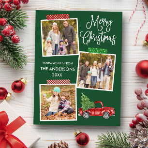 Fun Calligraphy Craft Tape Truck Weihnachten Grün Postkarte