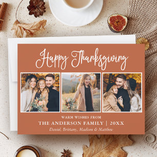 Fun Calligraphy Erntedank Terracotta 3 Fotos Feiertagskarte