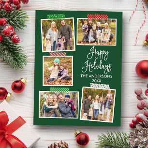 Fun Calligraphy Happy Holidays Craft Tape Grün Postkarte