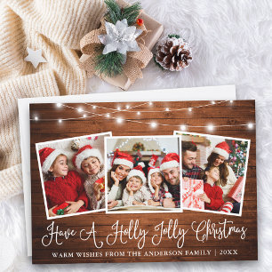 Fun Calligraphy Holly Jolly Christmas Wood Feiertagskarte