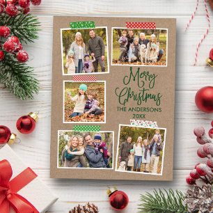Fun Calligraphy Kraft Green Christmas Craft Tape Postkarte
