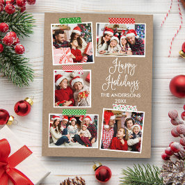 Fun Calligraphy Kraft Happy Holidays Craft Tape Postkarte