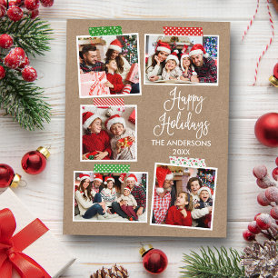 Fun Calligraphy Kraft Happy Holidays Craft Tape Postkarte