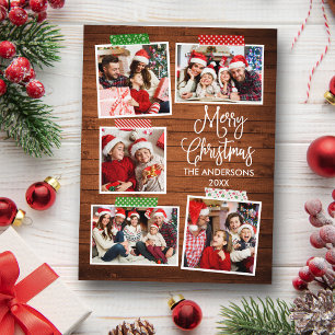 Fun Calligraphy Wood Frohe Weihnachtskunst Tape Postkarte