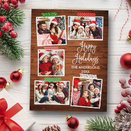 Fun Calligraphy Wood Happy Holidays Craft Tape Postkarte