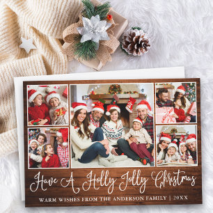 Fun Calligraphy Wood Holly Jolly Weihnachten