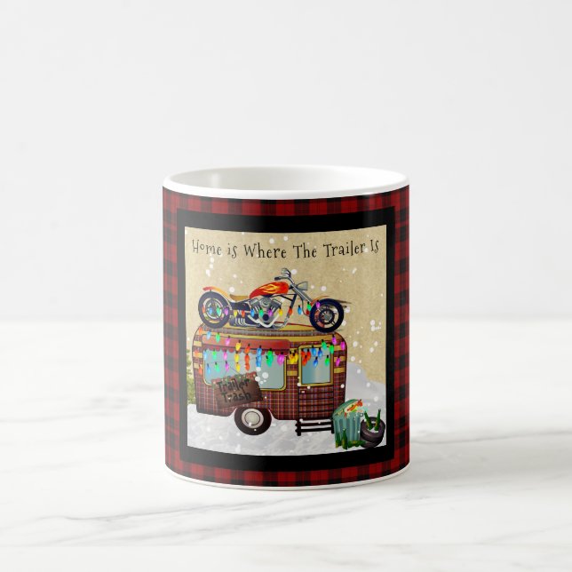 Fun Camper Trailer Trash Quotes Buffalo Kariert Kaffeetasse (Mittel)
