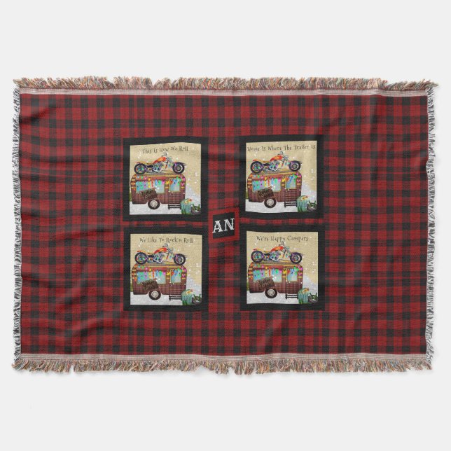 Fun Camping Camper Trailer Trash QUOTES Monogramm Decke (Vorderseite)