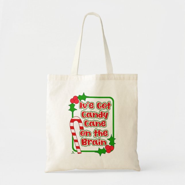 Fun Candy Cane auf Brain Slogan Weihnachten Tragetasche (Vorne)