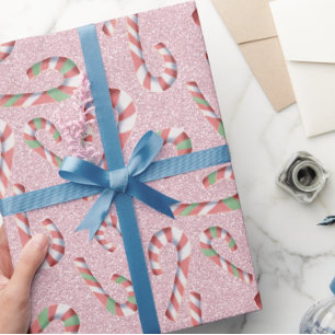 Fun Candy Cane Muster Pink Geschenkpapier