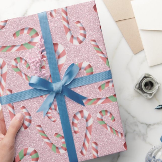 Fun Candy Cane Muster Pink Geschenkpapier (Von Creator hochgeladen)