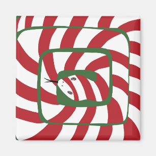 Fun Candy Cane Red Stripe Abstrakte Schlange Magnet
