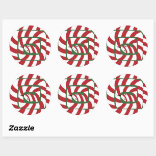 Fun Candy Cane Red Stripe Abstrakte Schlange Runder Aufkleber