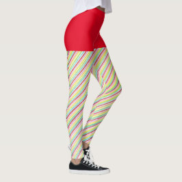 Fun Candy Cane Stripte Leggings mit rotem Oberteil