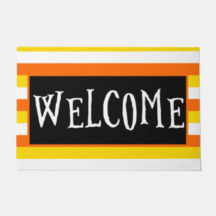 Fun Candy Corn Orange Black Halloween Willkommen Fußmatte