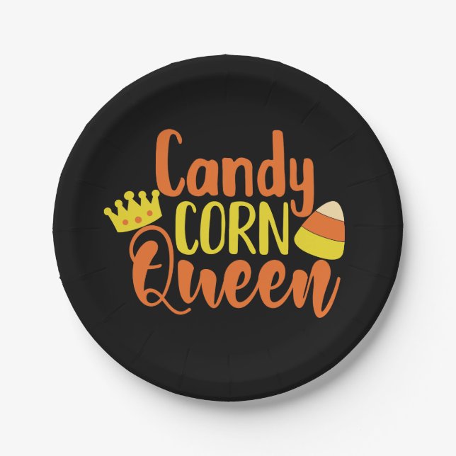 Fun Candy Corn Queen Halloween, Party Pappteller (Vorderseite)