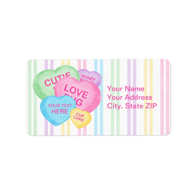 Fun Candy Hearts Adressaufkleber (Vorne)