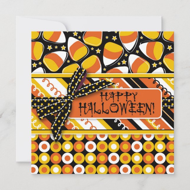 Fun Candy Mais Halloween Farben Einladung (Vorderseite)