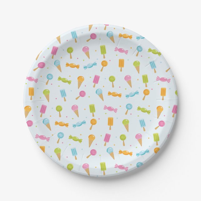 Fun Candy Muster Papierplatte Pappteller (Vorderseite)
