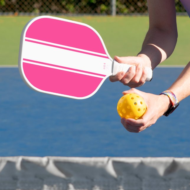 Fun Candy Pink Slim White Racing Streifen Pickleball Schläger (InSitu)