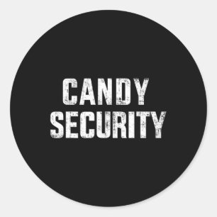 Fun candy security faulenzen halloween costume runder aufkleber