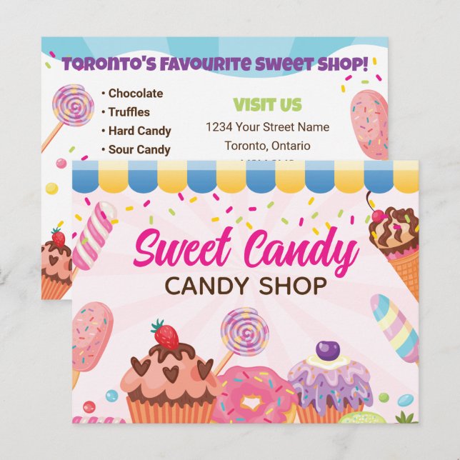 Fun Candy Shop Flyer Postkarte (Vorne/Hinten)