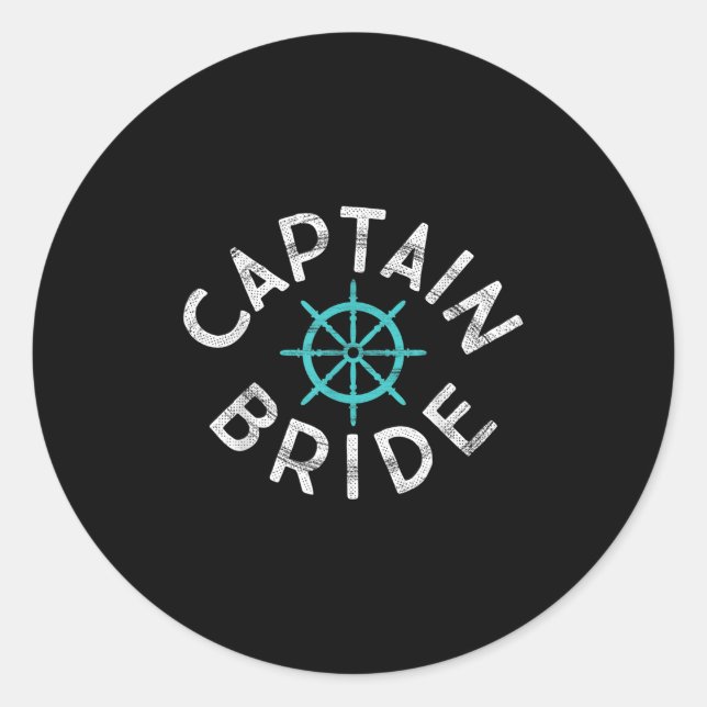 Fun Captain Bride Nautical Wedding Matching Groom Runder Aufkleber (Vorderseite)