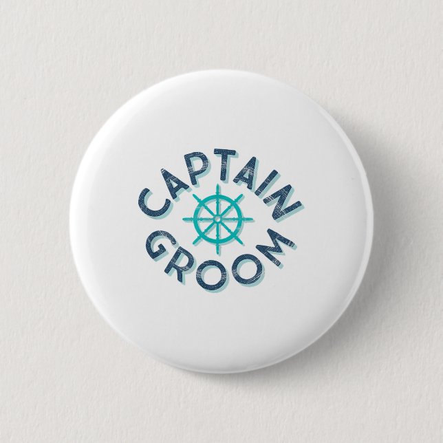 Fun Captain Groom Nautical Wedding Matching Bridge Button (Vorderseite)