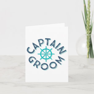Fun Captain Groom Nautical Wedding Matching Bridge Karte