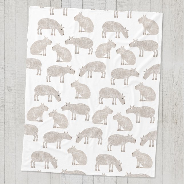 Fun Capybara Muster Fleecedecke (Fun capybara watercolor pattern fleece blanket)