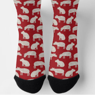 Fun Capybara Muster Red Socken