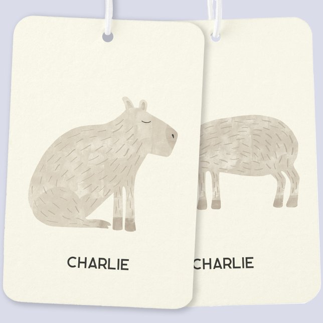 Fun Capybara Personalisierter Name Autolufterfrischer (Fun personalized custom name capybara vehicle or car air freshener)