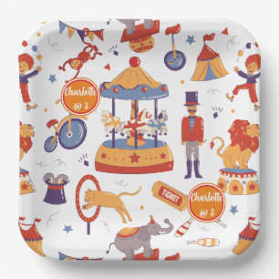 Fun Carnival Kids' Birthday Circus Pattern Clown Pappteller